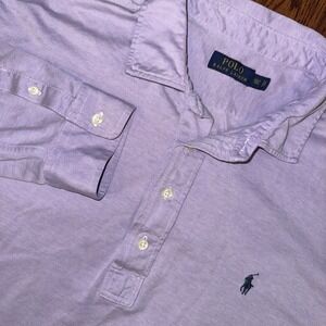Polo‎ Ralph Lauren Long Sleeve 1/4 Button Up Knit Oxford Men's 2XLT Purple